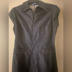 Zara size large denim jean form fitted dress zip up vintage